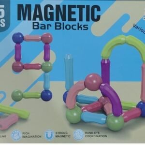 Magnetic Bar Blocks 25-piece colorful STEM building set for kids ages 3+, educational magnetic construction toy for creative learning.