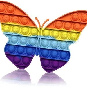 Rainbow butterfly silicone pop it fidget toy with colorful push pop bubbles for sensory play, stress relief, autism support, and anxiety reduction for kids and adults