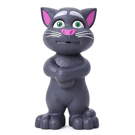 Mimicking Talking Cat Toy with Stories & Songs, Touch Sensor Interactive Plush Cat, Repeat Voice Toy for Kids, Grey Grey interactive talking cat plush toy with voice mimic, touch functions, stories, songs, and musical features for toddlers and kids.