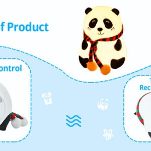 Cute silicone panda night lamp with soft LED light for kids bedroom, nursery, and bedside use