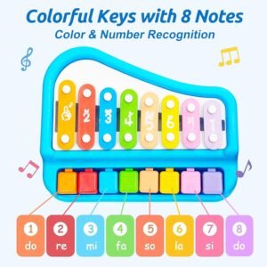 2-in-1 Kids Xylophone Piano Musical Toy with Mallets  Colorful Educational Music Instrument for Toddlers & Preschool Children  Early Learning Sound & Motor Skills Development Toy