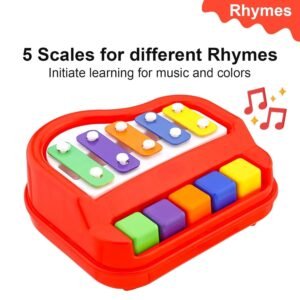 Colorful 2-in-1 xylophone and mini piano musical toy for kids and toddlers