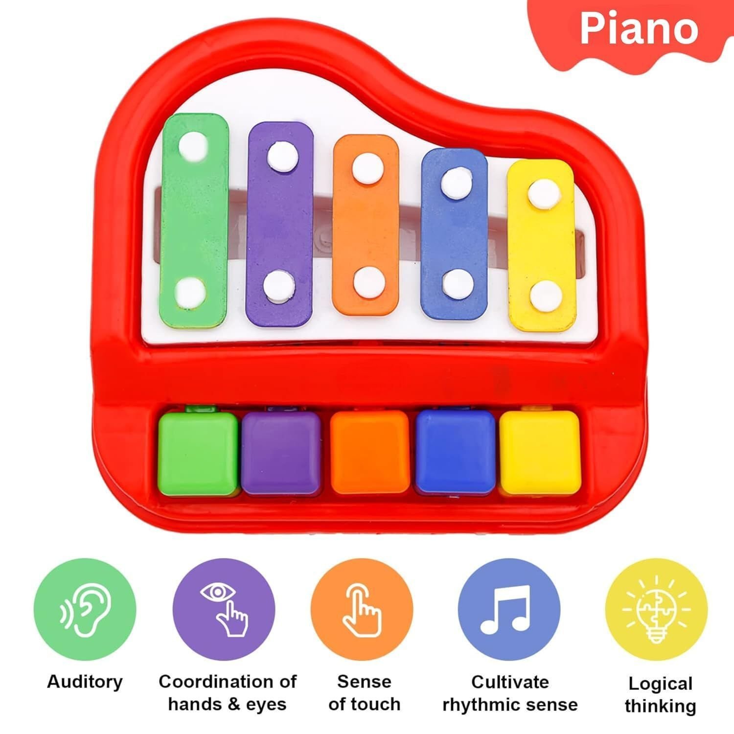 2 in 1 Xylophone and Mini Piano (3) Colorful 2-in-1 xylophone and mini piano musical toy for kids and toddlers