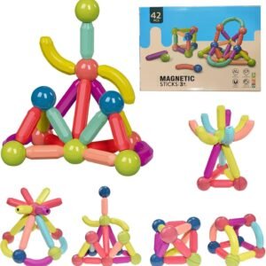 42 piece magnetic stick building blocks set for kids with colorful construction pieces for creative learning