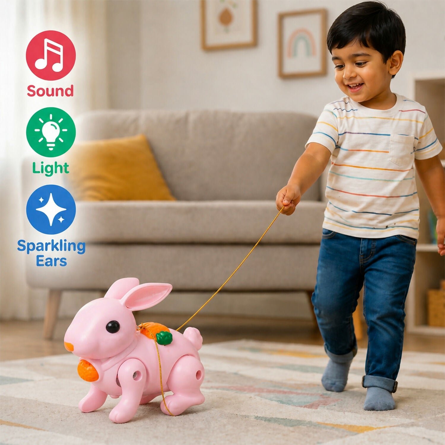 Crawling Rabbit Toy – Musical with Lights & Sounds for Kids – Pink (11)