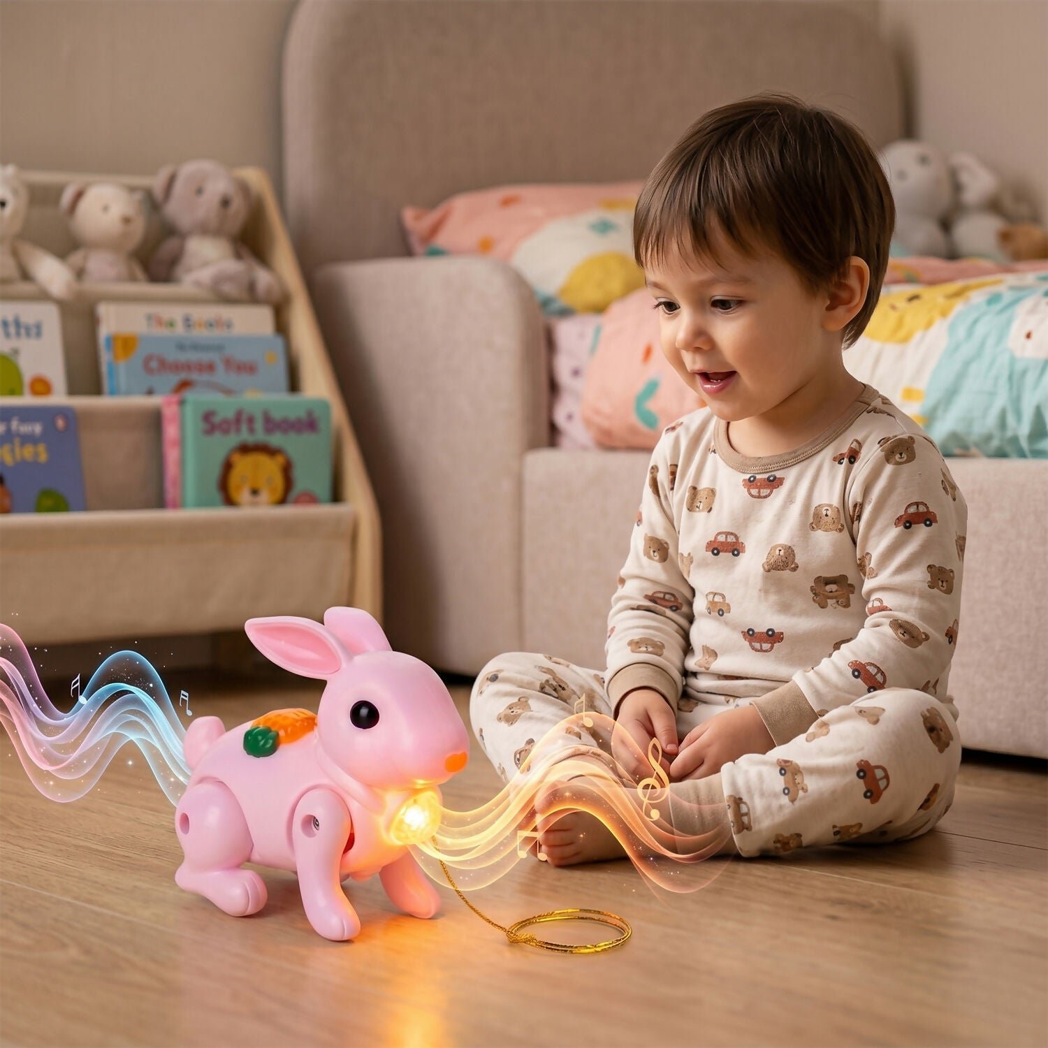 Crawling Rabbit Toy – Musical with Lights & Sounds for Kids - Pink (2)