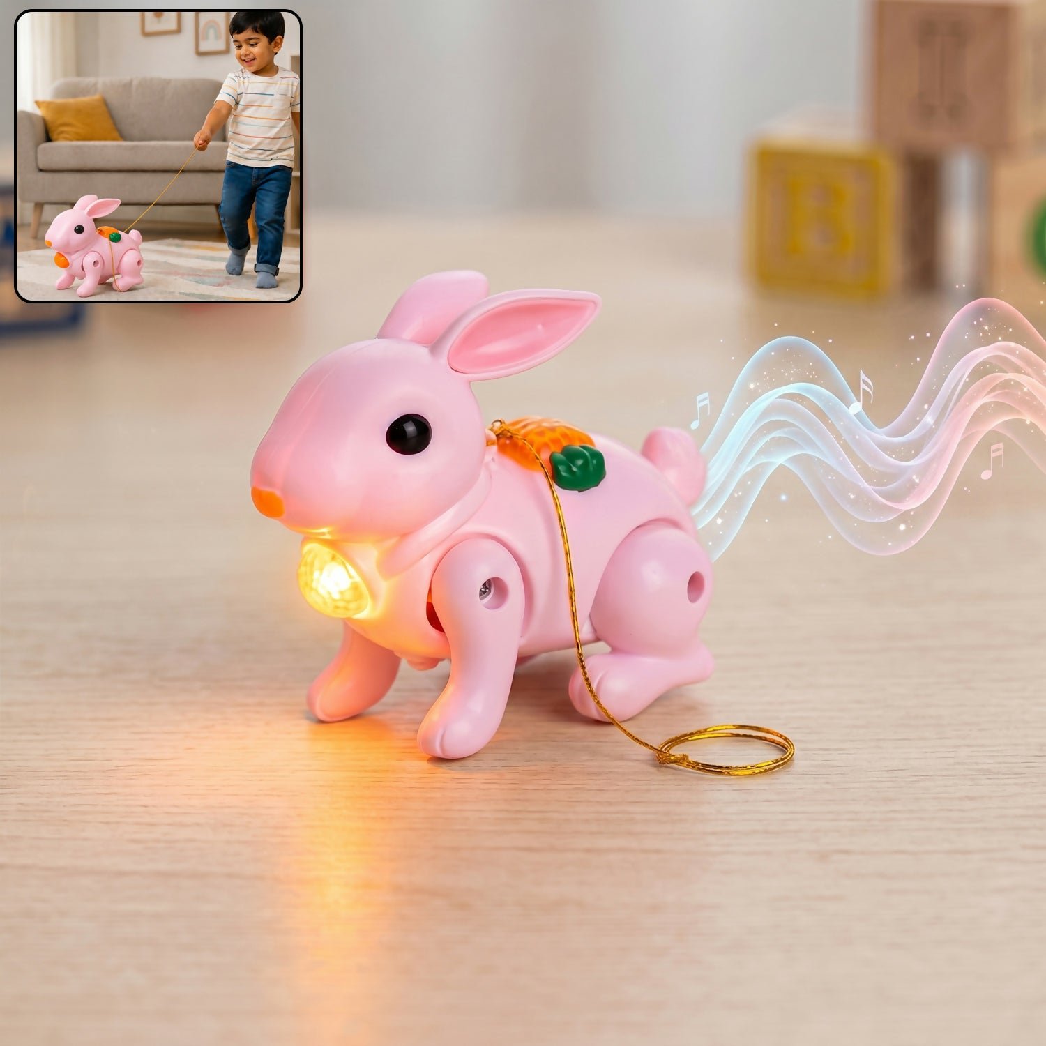 Crawling Rabbit Toy – Musical with Lights & Sounds for Kids – Pink (4)