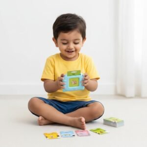 Talking rechargeable electronic flash cards learning toy for kids with interactive audio and educational activities