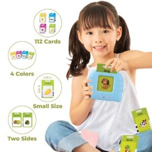 Talking rechargeable electronic flash cards learning toy for kids with interactive audio and educational activities