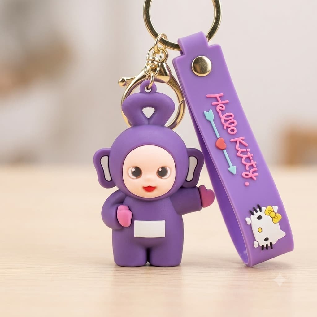 Cute brown bunny rubber keychain with teddy bear strap, mini animal bag charm and key ring for kids, girls, boys, backpacks and handbags Cute Brown Bunny Keychain with Teddy Bear Strap & Bag Charm – Soft Rubber Mini Animal Figure Key Ring for Kids, Girls & Boys