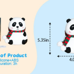 Cute silicone panda night lamp with soft LED light for kids bedroom, nursery, and bedside use