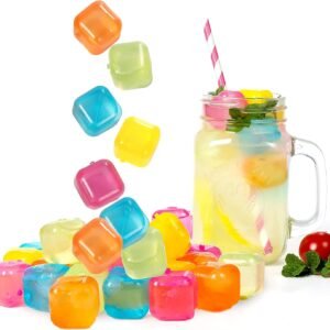 Pack of 8 Square Reusable Ice Cubes | Filled with Pure Water (Multi Color)